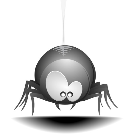 illustration of a cute cartoon style spider hanging on a cobwebのイラスト素材