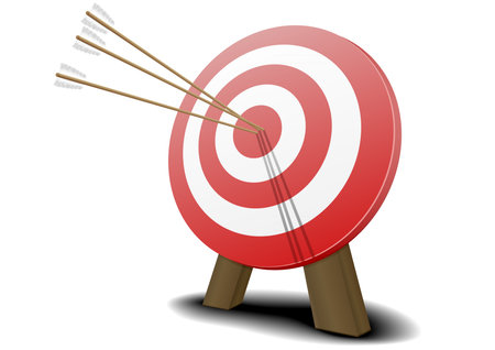 illustration of a red target with three arrows hitting the center