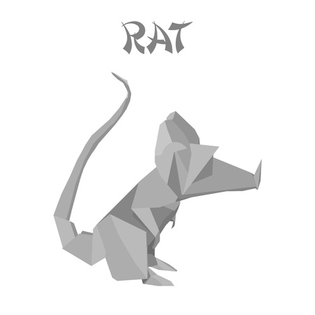 illustration of an origami ratのイラスト素材