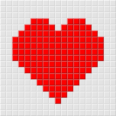 detailed illustration of a pixel heart, internet dating conceptのイラスト素材