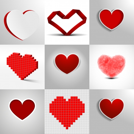 set of detailed heart illustrations on light backgroundのイラスト素材