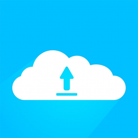minimalistic illustration of a cloud with arrow, symbol for cloud computingのイラスト素材