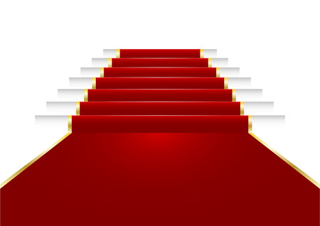 illustration of a red carpet on staircaseのイラスト素材