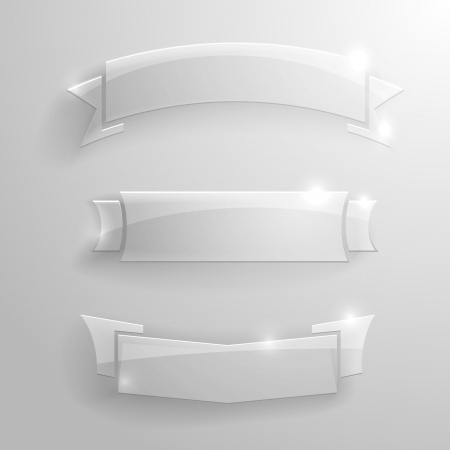 detailed illustration of a set of glossy banners and ribbonsのイラスト素材