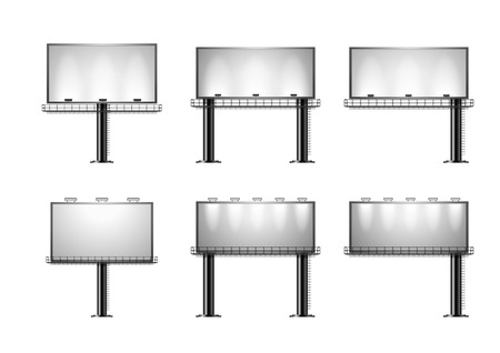 detailed illustration of a set of a black advertising signs isolated on whiteのイラスト素材