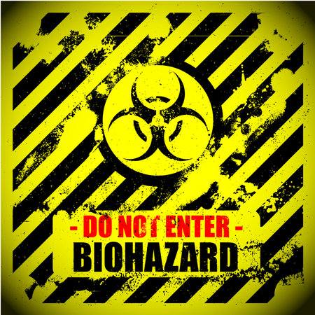 detailed illustration of a grungy biohazard warning signのイラスト素材