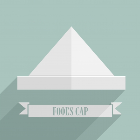 detailed retro flat style illustration of a fools cap with bannerのイラスト素材