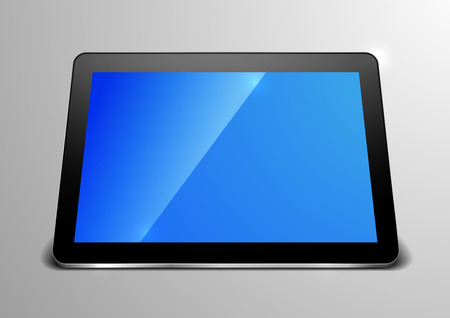 detailed illustration of a tablet computer device with blue empty screen  のイラスト素材