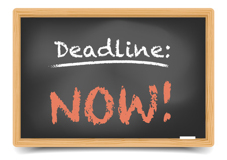 detailed illustration of a blackboard with writing "deadline now" on it, eps10 vector, gradient mesh includedのイラスト素材
