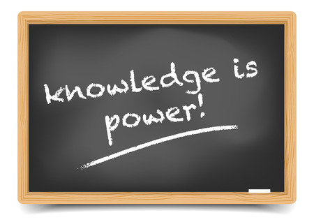 detailed illustration of a blackboard with a "knowledge is power" writing,  gradient mesh includedのイラスト素材