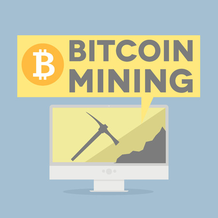 minimalistic illustration of a monitor displaying bitcoin mining のイラスト素材