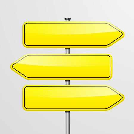 detailed illustration of a roadsign with three empty pointersのイラスト素材