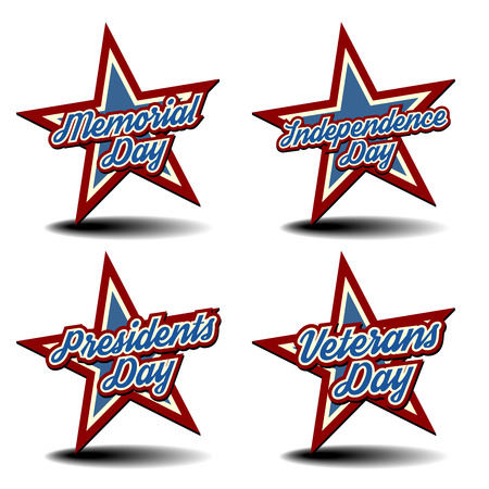 detailed illustration of a patriotic stars with national holidays textのイラスト素材
