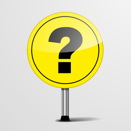 detailed illustration of a yellow road sign with question markのイラスト素材