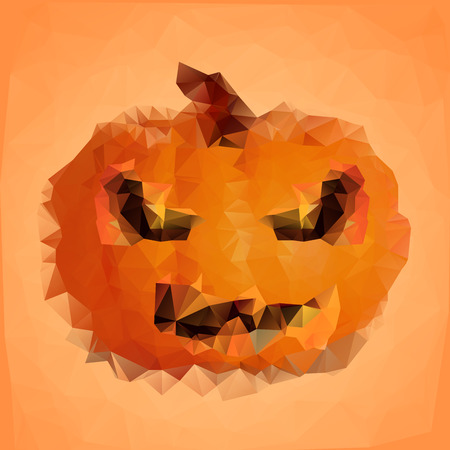 detailed illustration of an abstract polygonal halloween pumpkin, eps10 vectorのイラスト素材