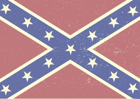 detailed illustration of a patriotic confederate flag on a grungy backgroundのイラスト素材