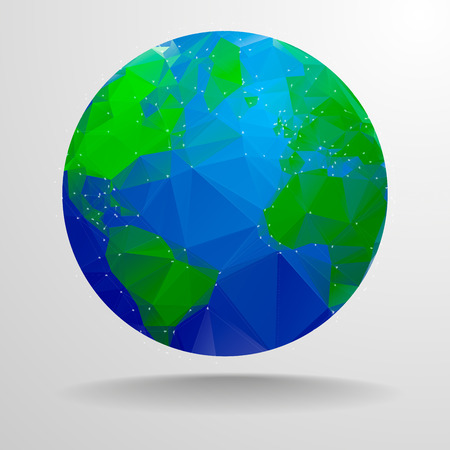 minimalistic illustration of a polygonal globe, eps10 vectorのイラスト素材