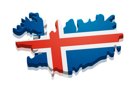 detailed illustration of a map of Iceland with flag, のイラスト素材