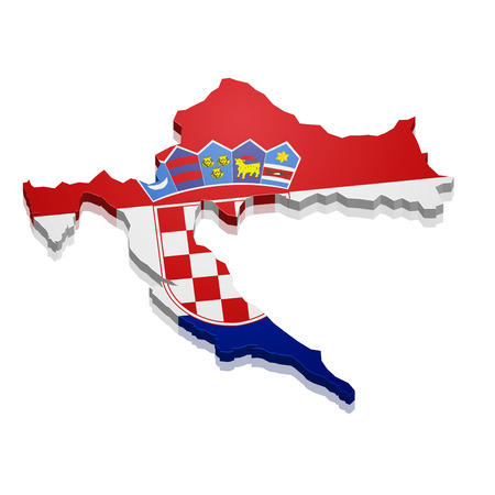 detailed illustration of a map of Croatia with flagのイラスト素材