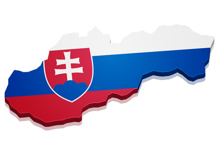 detailed illustration of a map of Slovakia with flagのイラスト素材
