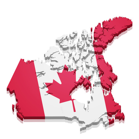 detailed illustration of a map of Canada with flagのイラスト素材