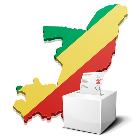 detailed illustration of a ballotbox in front of a map of the republic of the Congo, vectorのイラスト素材