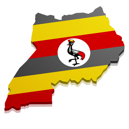 detailed illustration of a map of Uganda with flag, eps10 vectorのイラスト素材