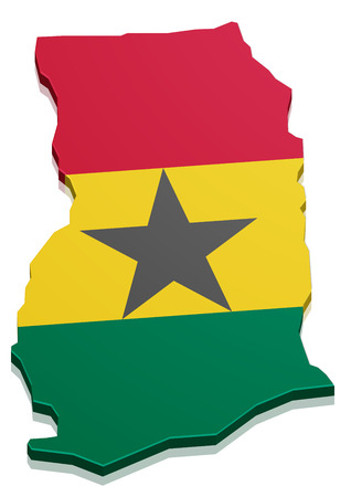 detailed illustration of a map of Ghana with flag, eps10 vectorのイラスト素材