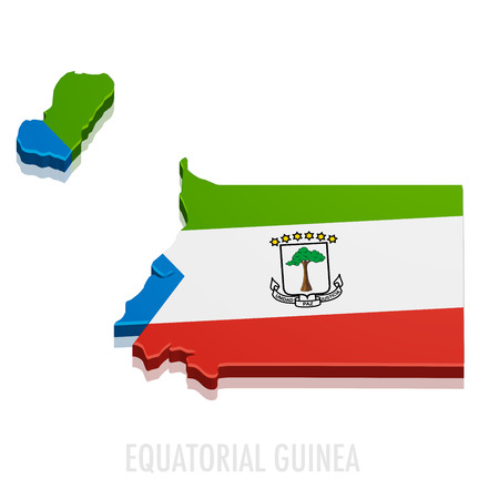 detailed illustration of a map of Equatorial Guinea with flag, eps10 vectorのイラスト素材