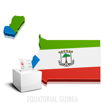 detailed illustration of a ballotbox in front of a map of Equatorial Guinea, eps10 vectorのイラスト素材