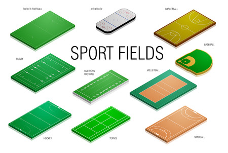 detailed illustration of different sport fields and courts, eps10 vectorのイラスト素材