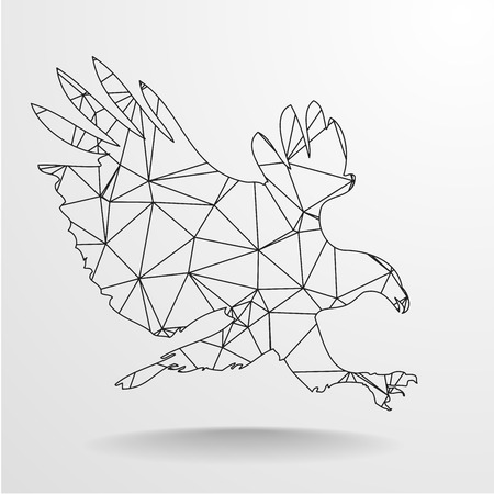 detailed illustration of a polygonal eagle, のイラスト素材