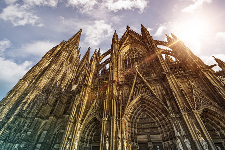 Cologne Cathedral (K?lner Dom) in the morning sun, Cologne, Germanyの写真素材
