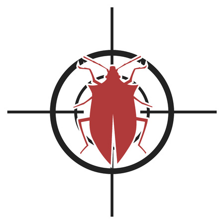 illustration of a scope with a bug, symbol for pest controlのイラスト素材