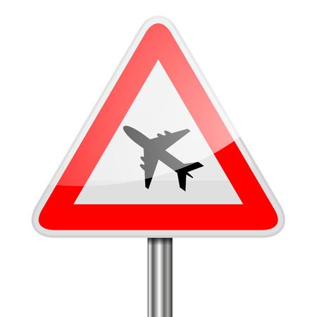detailed illustration of a red attention Airplane sign, eps10 vectorのイラスト素材