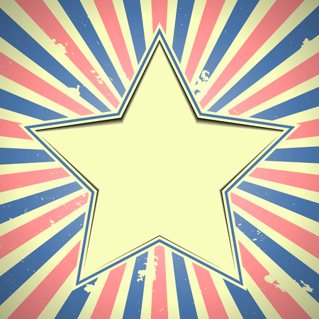 detailed illustration of a star over a grungy patriotic striped background, eps 10 vectorのイラスト素材