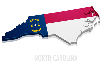 detailed illustration of a map of North Carolina with flag, eps10 vectorのイラスト素材