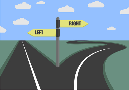 illustration of Road arrows at crossroads in difficult choice concept, eps10 vectorのイラスト素材