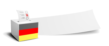 ballot box with national flag of germany in front of an empty banner, election conceptのイラスト素材