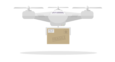 minimalistic illustration of a quadrocopter with packageのイラスト素材