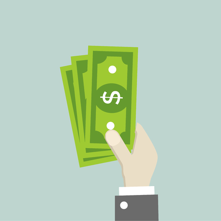 minimalistic illustration of a hand holding moneyのイラスト素材