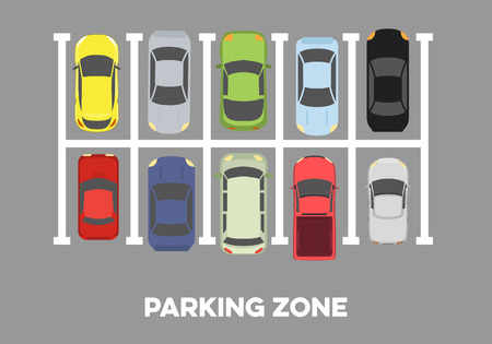 illustration of a parking zone with different carsのイラスト素材