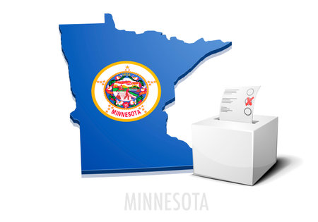 detailed illustration of a ballotbox in front of a map of Minnesota,のイラスト素材