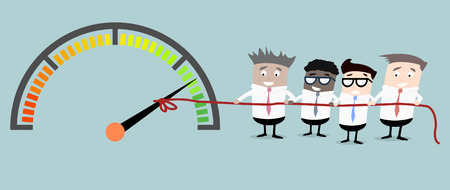 Detailed illustration of businessmen working together to reach a goal, business conceptのイラスト素材