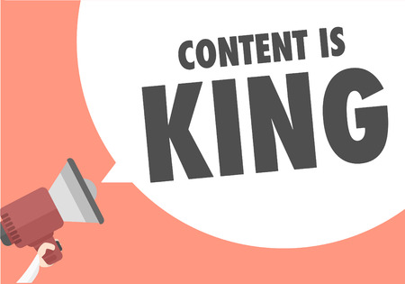 Minimalist illustration of a megaphone with Content is King text in a speech bubbleのイラスト素材