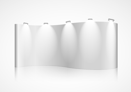 Detailed illustration of a curved blank exhibition wallのイラスト素材