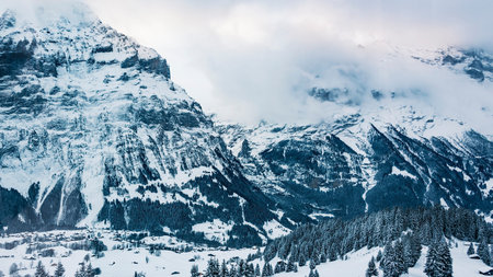 alpine mountain scenery with dramatic sky and clouds