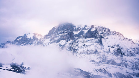 alpine mountain scenery with dramatic sky and clouds