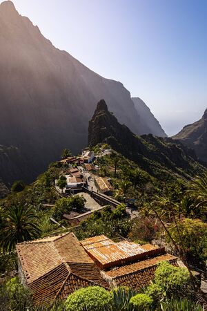 beatiful view over the small village of Masca in the nothern part of Tenerife, Canary Islands, Spainの写真素材