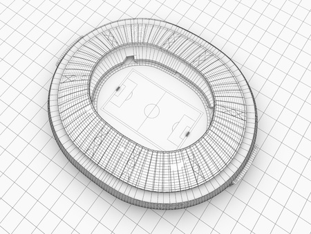 sport arena  3d illustration in wireframe viewの写真素材